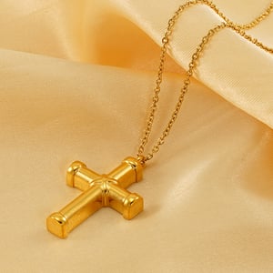 1 Piece Simple Series Simple Cross Stainless Steel Gold Color Women's Pendant Necklaces h5 